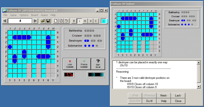 Solitaire logical version of classic pencil-and-paper Battleships