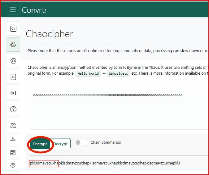 Encrypting stream of A's with cnvrtr.com